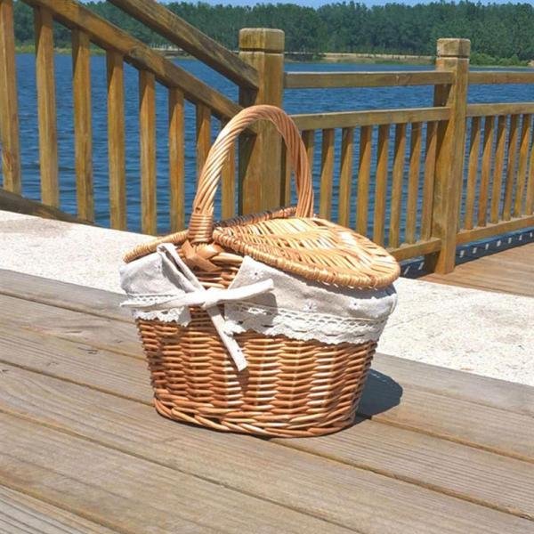 Picnic Wooden Basket Handheld Basket For Summer
